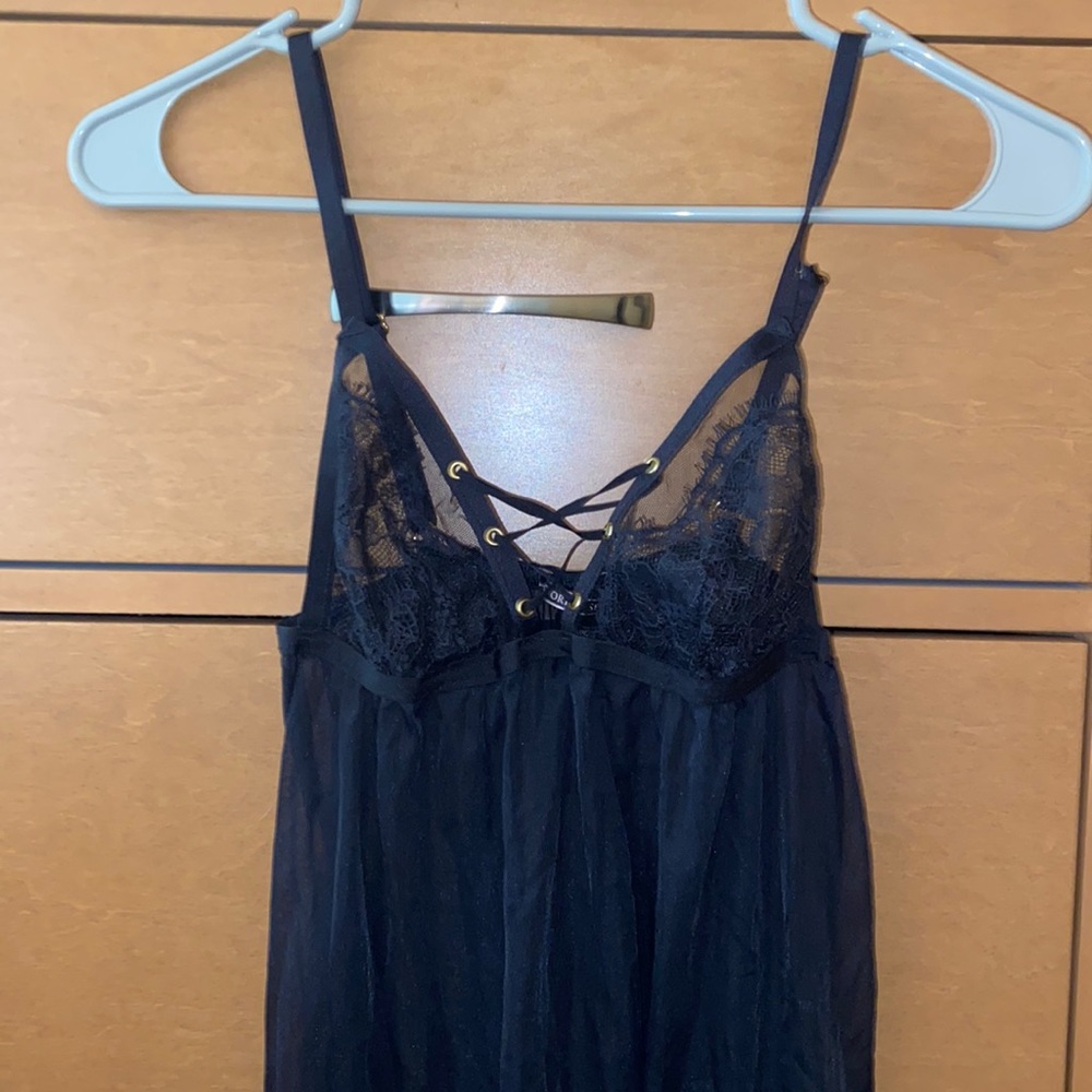 Black lace floral nightdress, lingerie